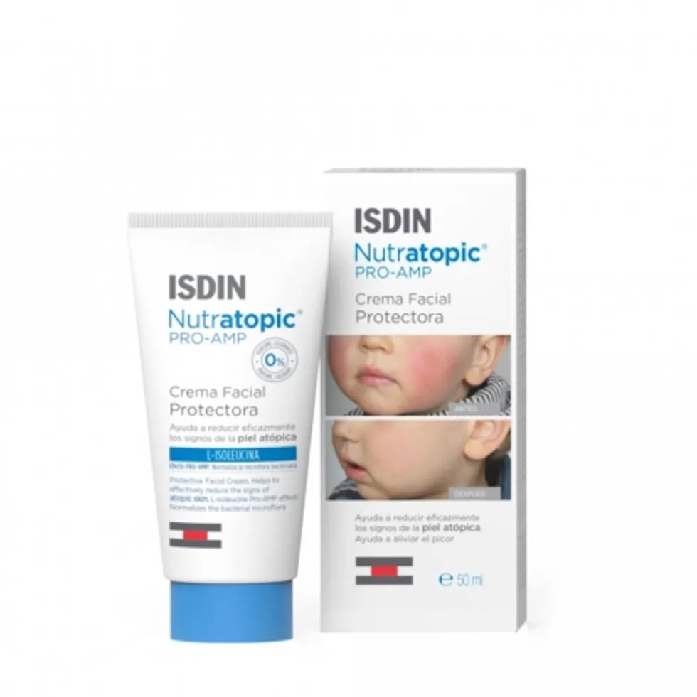 Isdin Nutratopic Pro-AMP Crema Viso Pelle Atopica, 50Ml