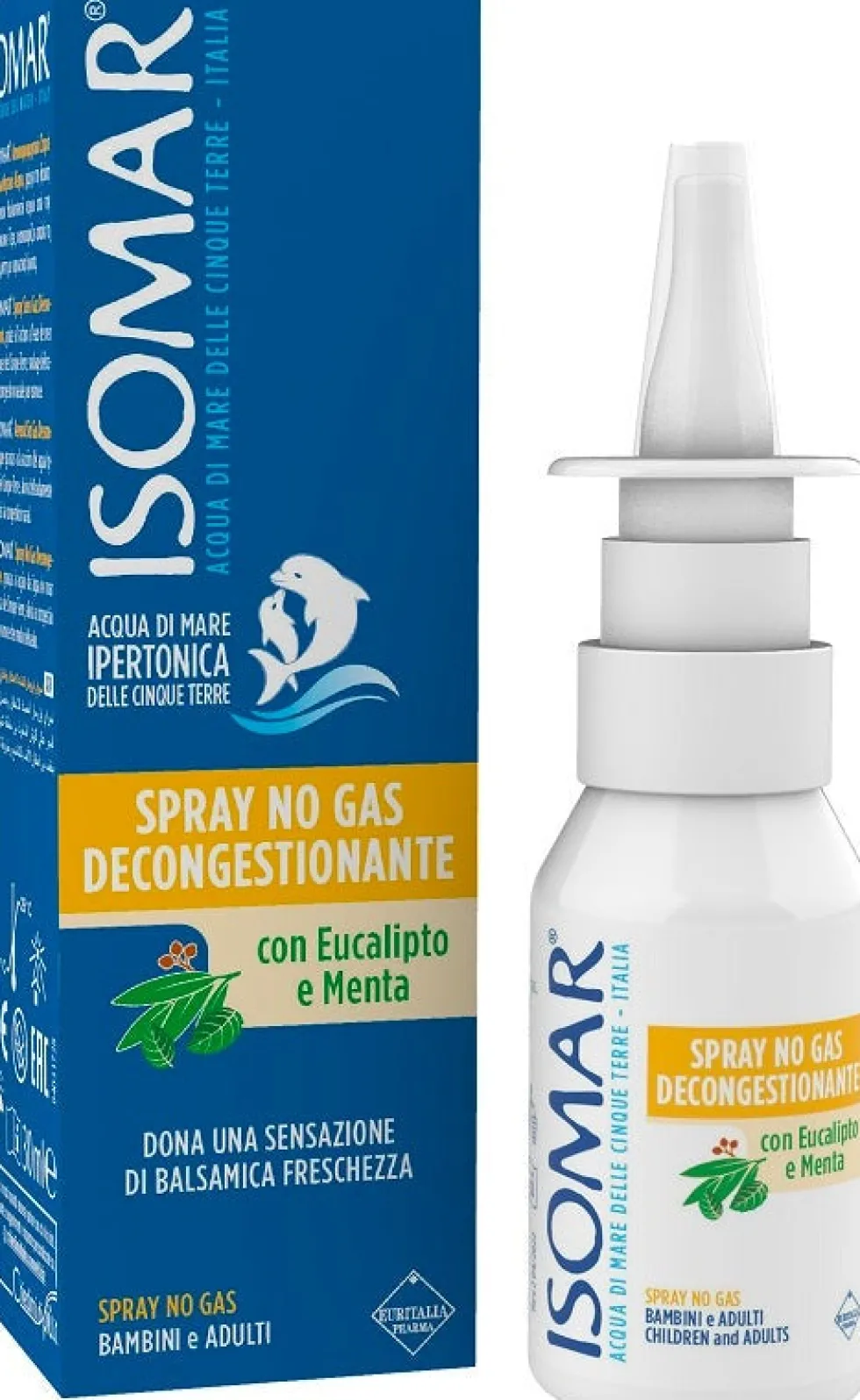 Isomar Decongestionante No Gas Spray nasale ipertonico per la congestione e le allergie, 30 ml