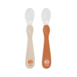 J Bimbi My Firt Spoon Cucchiaio in Silicone 6m+ colore Toffee e Beige, 2 cucchiai