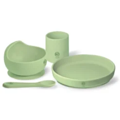 J Bimbi My Pappa - Set pappa in silicone color pistacchio per l'autoalimentazione, 4 pezzi