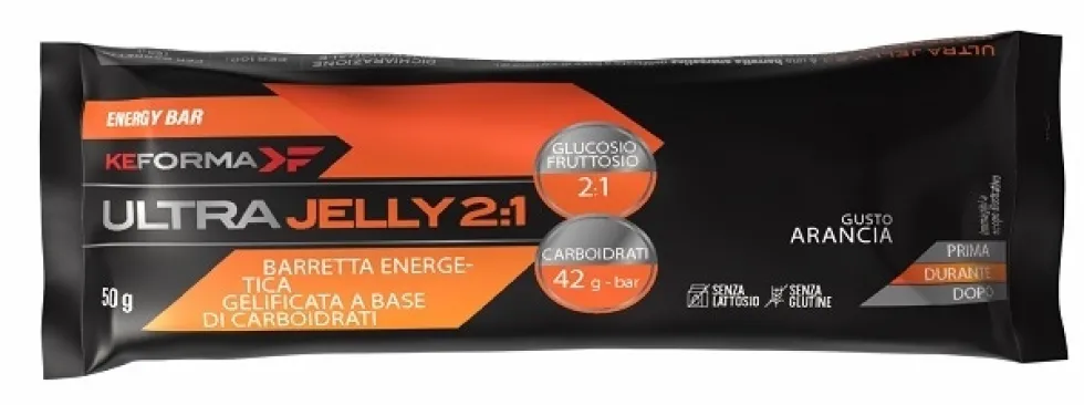 Keforma Ultra Jelly 2:1 Arancia Barretta energetica per l'energia rapida durante lo sport, 50 g
