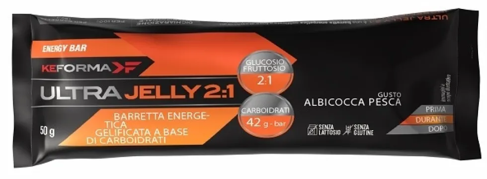Keforma Ultra Jelly 2:1 Barretta energetica albicocca e pesca per energia rapida, 50 g
