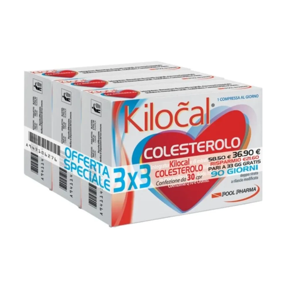 Kilocal Colesterolo Integratore Alimentare, 3 x 30 Compresse