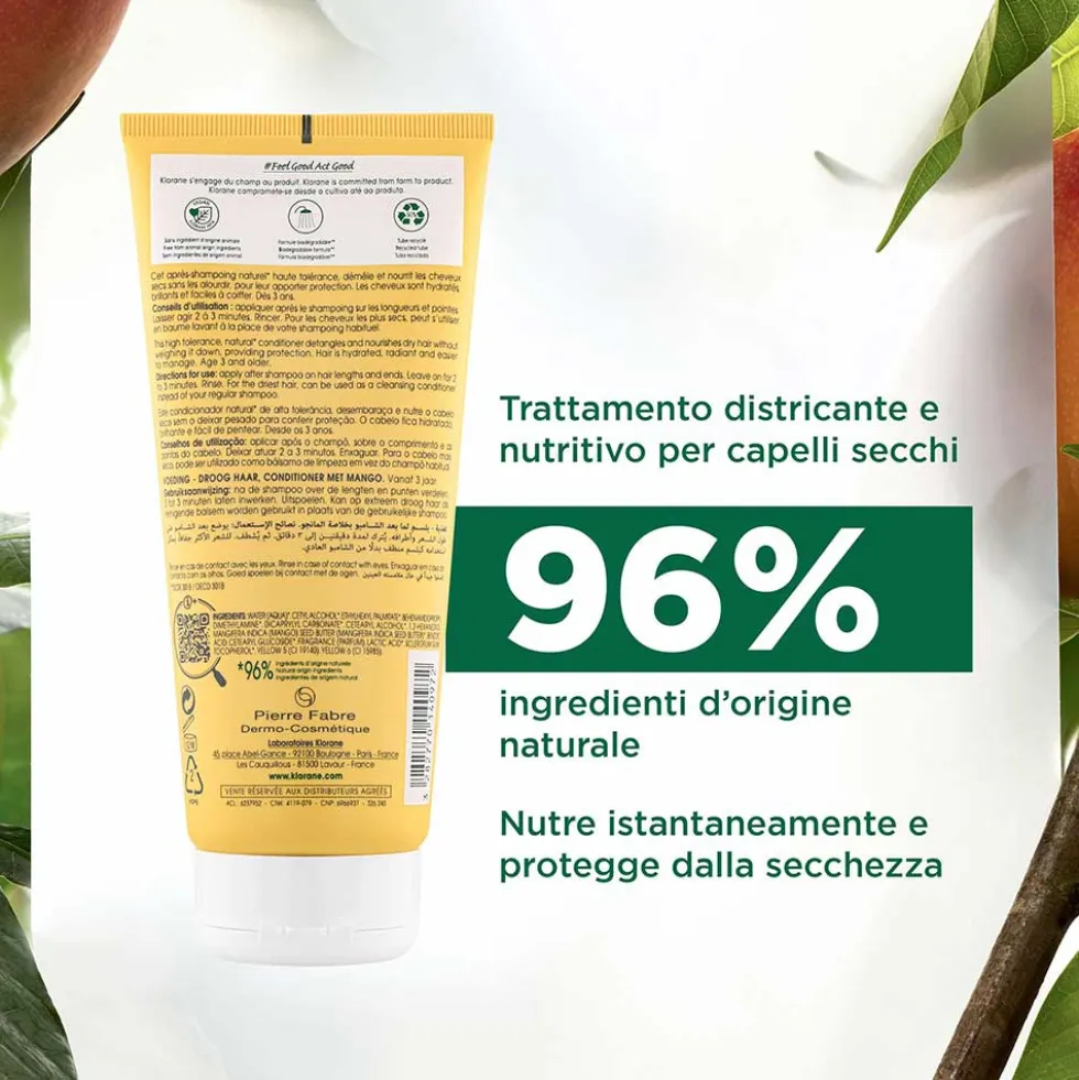 Klorane Burro di Mango - Balsamo Districante Nutritivo Capelli Secchi, 200ml