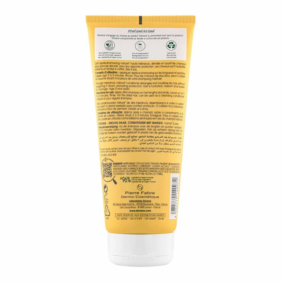 Klorane Burro di Mango - Balsamo Districante Nutritivo Capelli Secchi, 200ml