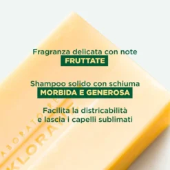 Klorane Burro di Mango - Shampoo Solido al Mango per Capelli Secchi, 80g