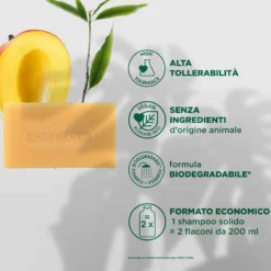 Klorane Burro di Mango - Shampoo Solido al Mango per Capelli Secchi, 80g