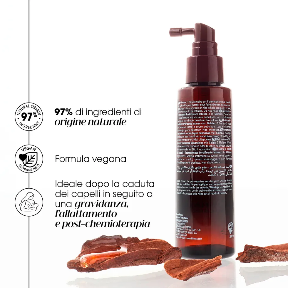 Klorane Chinina e Stella Alpina BIO - Trattamento Fortificante Intenso contro la Caduta dei Capelli, 100ml
