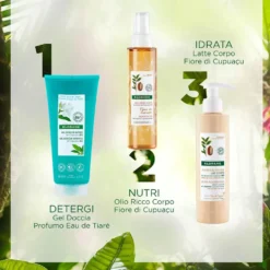 Klorane Eau de Tiaré - Gel Doccia Nutritivo con Burro di Cupuacu, 200ml