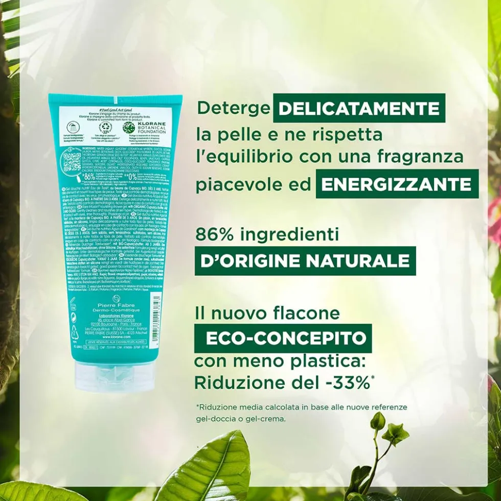 Klorane Eau de Tiaré - Gel Doccia Nutritivo con Burro di Cupuacu, 200ml