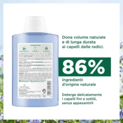 Klorane Fibre Di Lino - Shampoo Volumizzante per Capelli Sottili, 200ml
