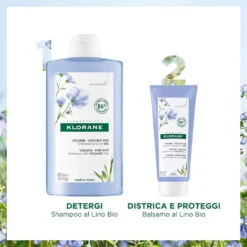 Klorane Fibre Di Lino - Shampoo Volumizzante per Capelli Sottili, 400ml