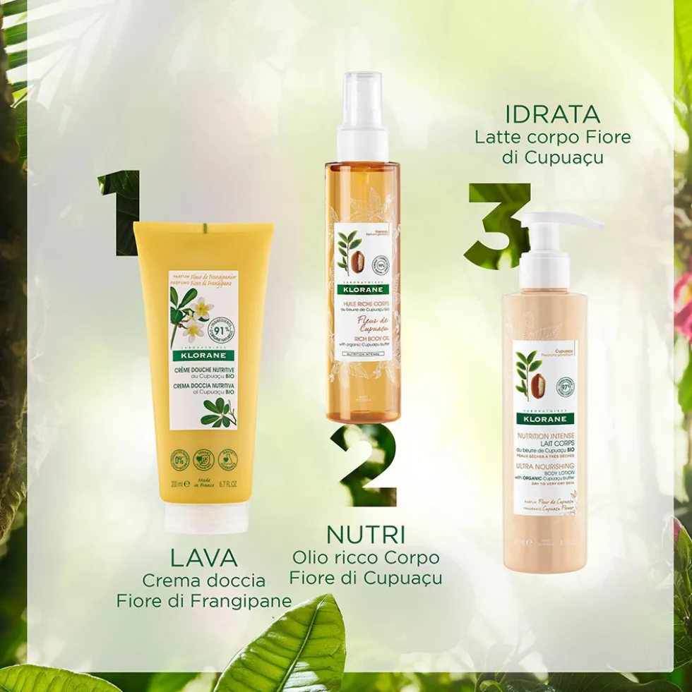 Klorane Fiore di Frangipane - Crema Doccia Nutritiva con Burro di Cupuacu, 200ml