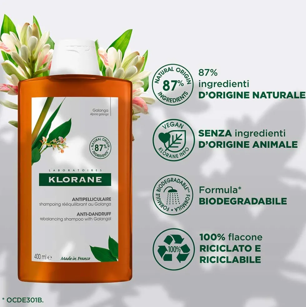 Klorane Galanga - Shampoo Riequilibrante Anti-Forfora, 400ml