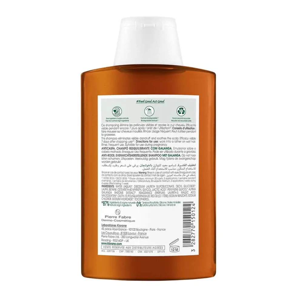 Klorane Galanga - Shampoo Riequilibrante Anti-Forfora, 400ml