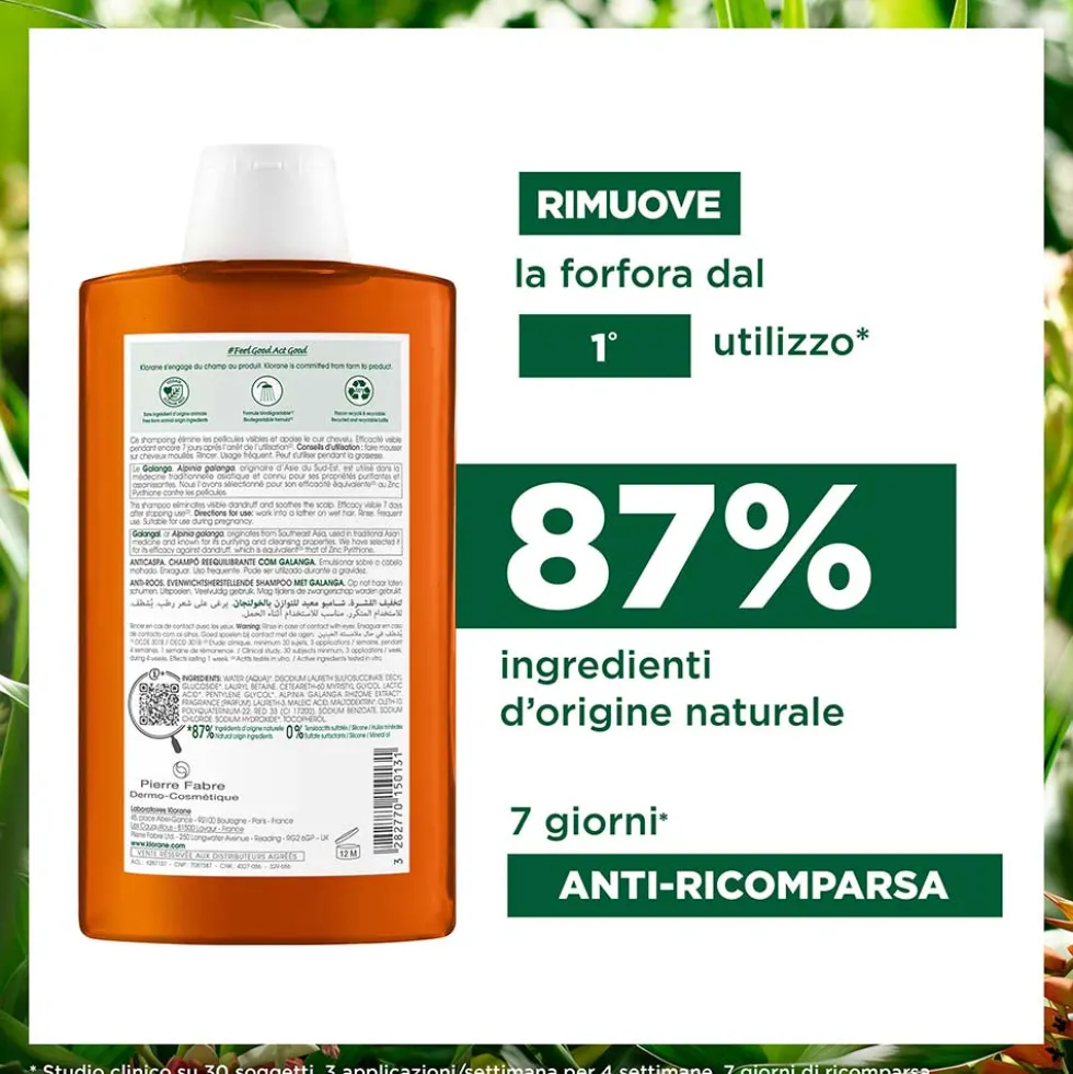 Klorane Galanga - Shampoo Riequilibrante Anti-Forfora, 400ml