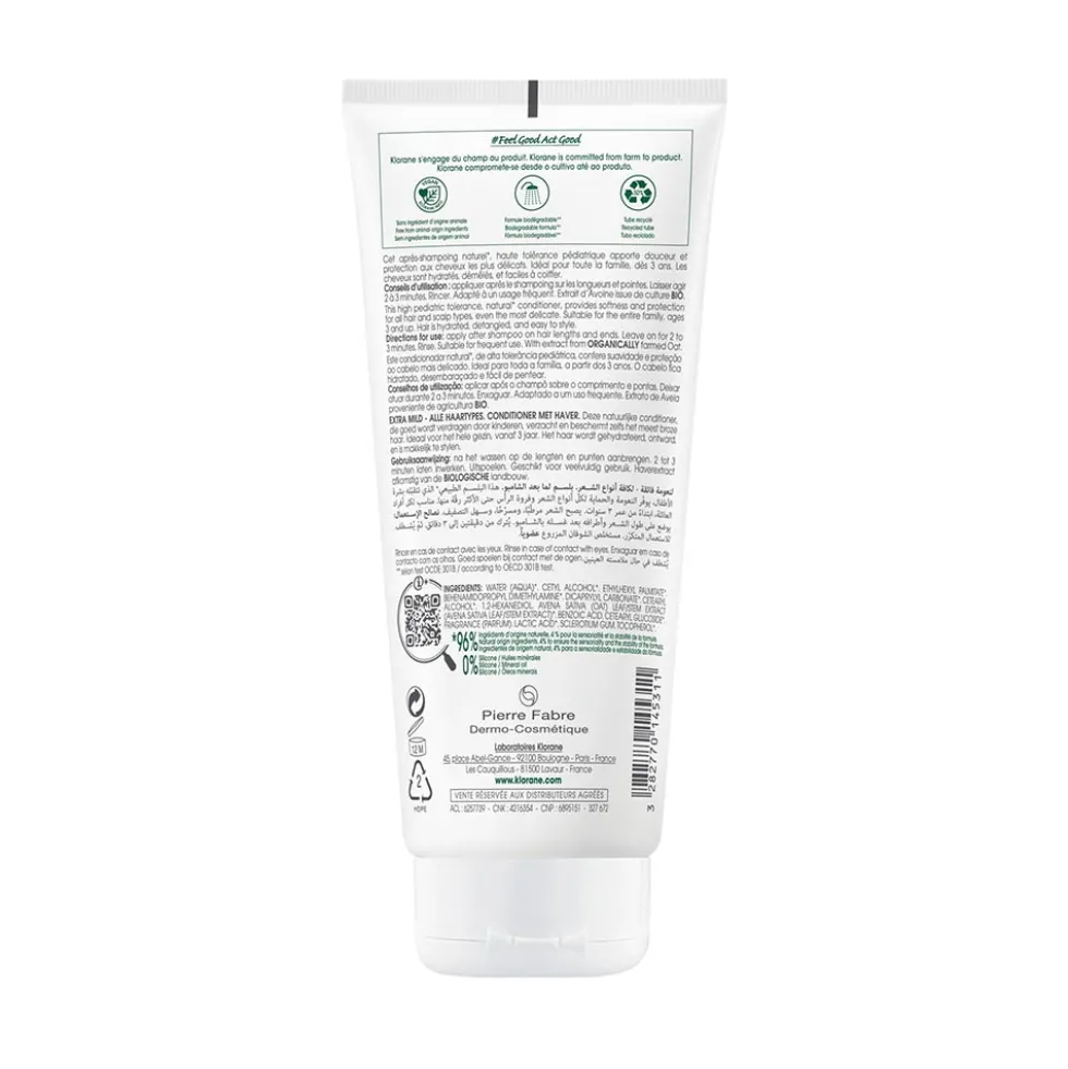 Klorane Latte D'Avena - Balsamo Ultra-Dolce per Tutti i Tipi di Capelli, 200ml