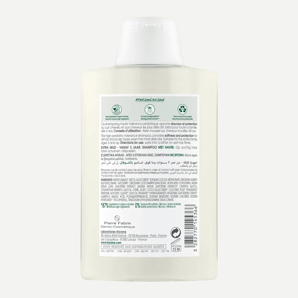 Klorane Latte D'Avena - Shampoo Ultra-Dolce per Tutti i Tipi di Capelli, 200ml