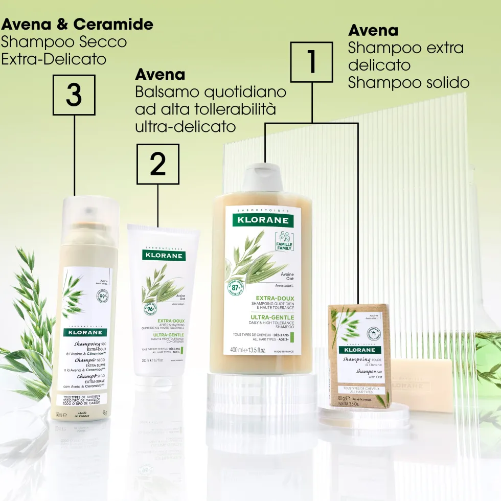Klorane Latte D'Avena - Shampoo Ultra-Dolce per Tutti i Tipi di Capelli, 200ml
