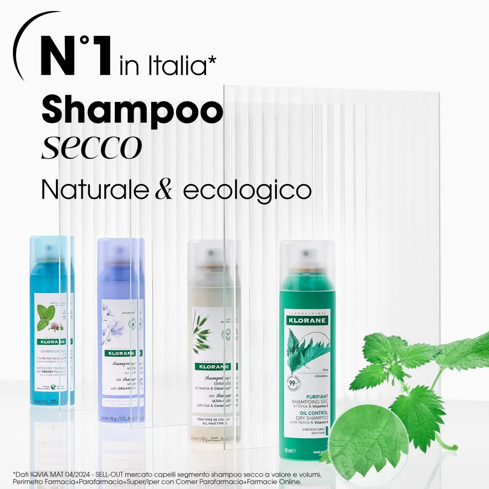 Klorane Latte D'Avena - Shampoo Secco Extra-Delicato all'Avena e Ceramide, 150ml
