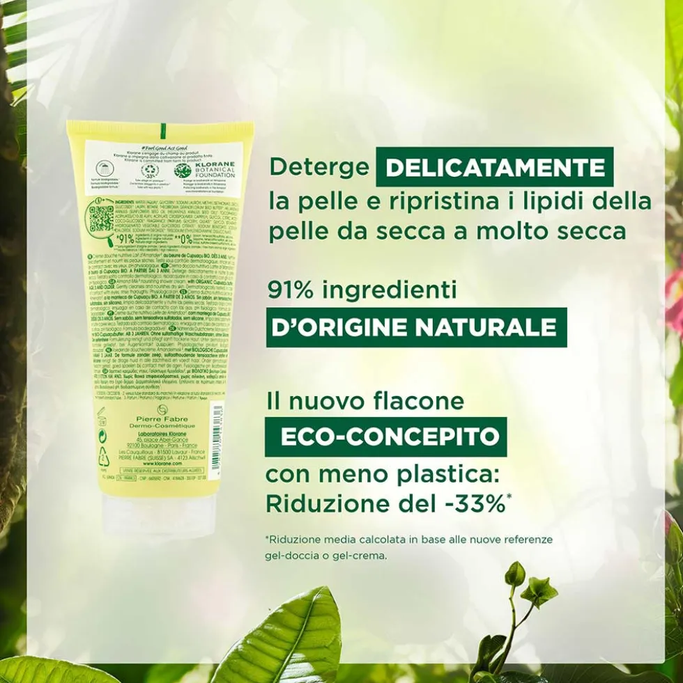 Klorane Latte di Mandorla - Crema Doccia Nutritiva con Burro di Cupuacu, 200ml