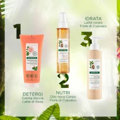 Klorane Latte di Rosa - Crema Doccia Nutritiva con Burro di Cupuacu, 200ml