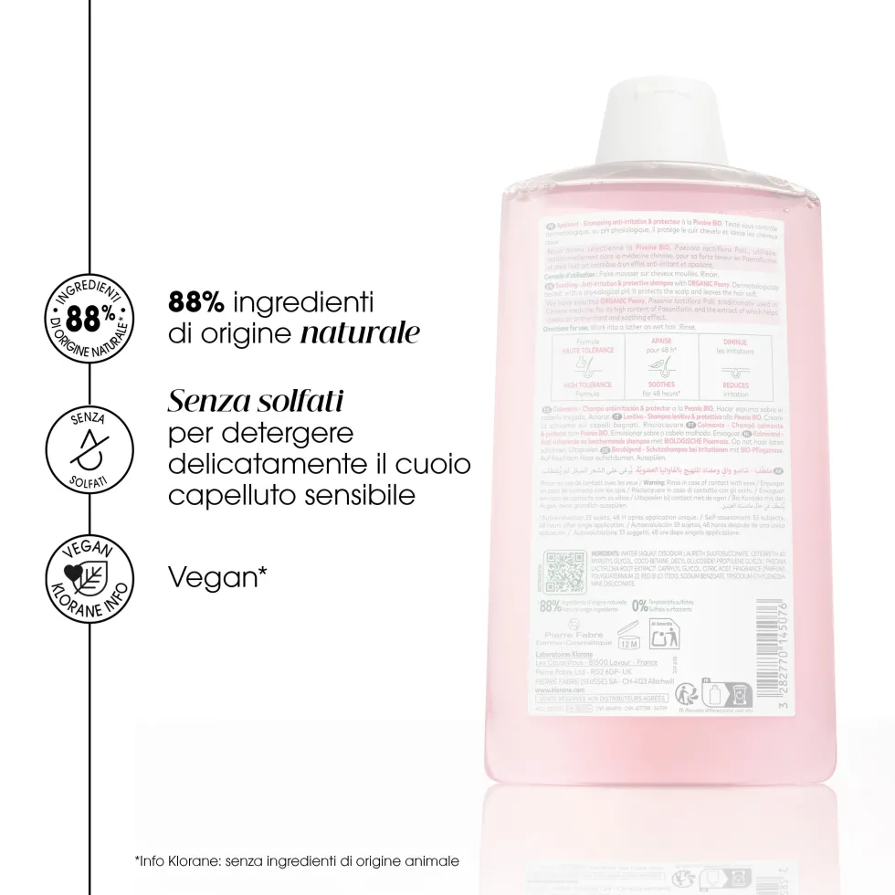 Klorane Peonia - Bio Shampoo Lenitivo e Anti-Irritante, 200ml
