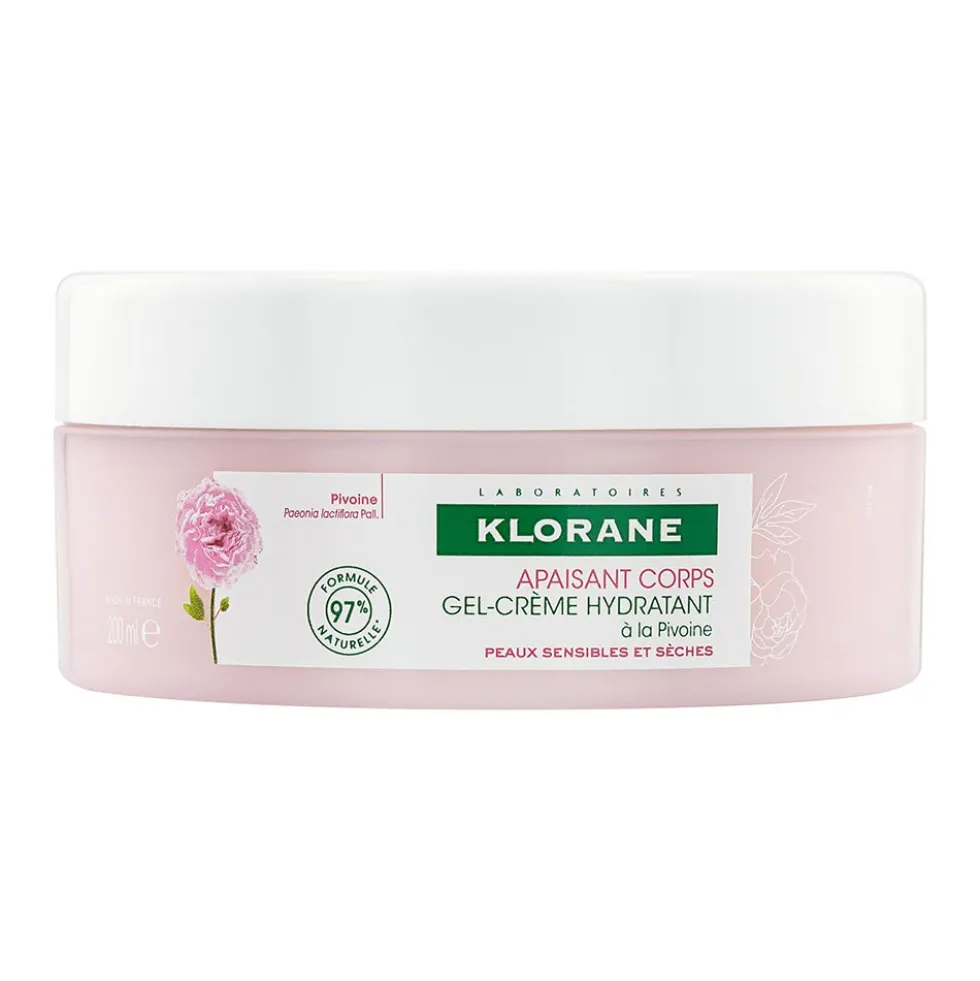 Klorane Peonia - Gel crema corpo idratante e lenitivo per pelli sensibili, 200 ml