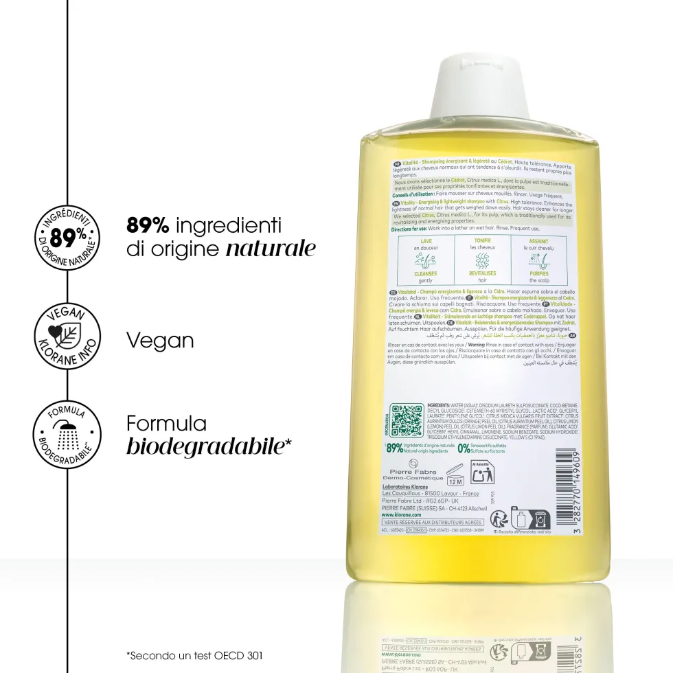 Klorane Polpa di Cedro - Shampoo Leggero per Capelli da Normali a Grassi, 200ml
