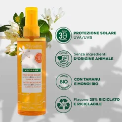 Klorane Polysianes - Olio Secco Spray Solare Corpo Capelli SPF30, 200ml