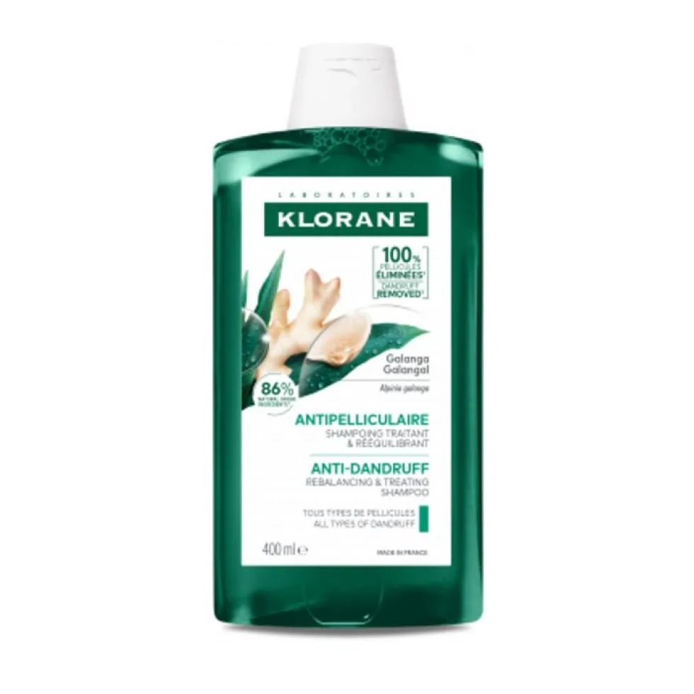 Klorane Shampoo alla galanga - Shampoo antiforfora trattante e riequilibrante, 400 ml