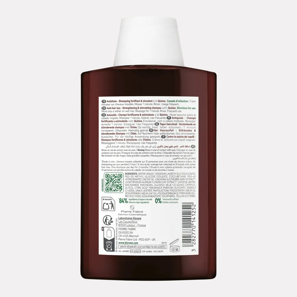 Klorane Shampoo Fortificante & Stimolante alla Chinina Stimola la Crescita dei Capelli Indeboliti, 200ml