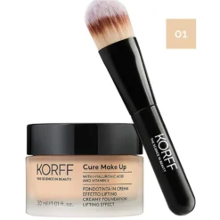 Korff Cure Make Up - Fondotinta in Crema Effetto Lifting N. 01, 30ml + Pennello
