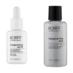 Korff Depigmenting - Cofanetto con siero e soluzione esfoliante per le macchie, 30 ml e 100 ml