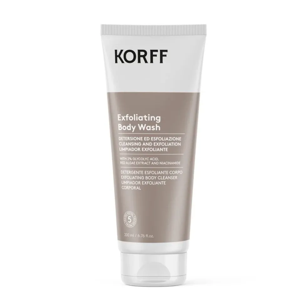 Korff Detergente corpo esfoliante - Gel detergente per rinnovare e levigare la pelle, 200 ml