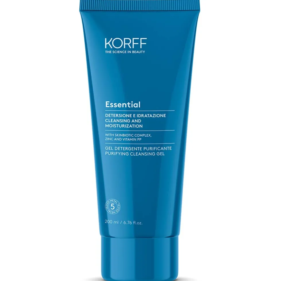 Korff Essential - Gel detergente viso purificante per la pelle mista e grassa, 200 ml