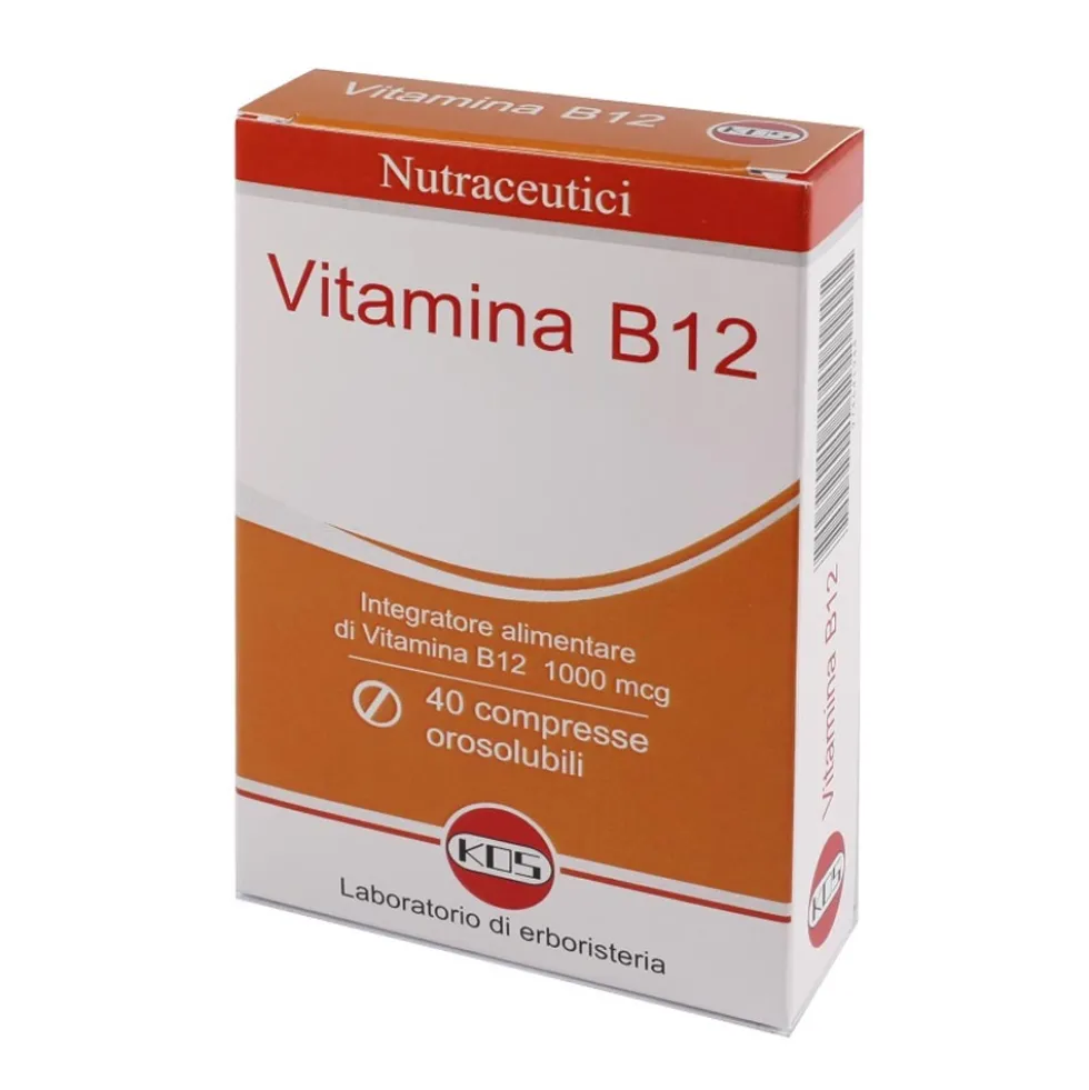 Kos Vitamina B12 1000 mcg - Integratore per il metabolismo energetico, 40 compresse orosolubili