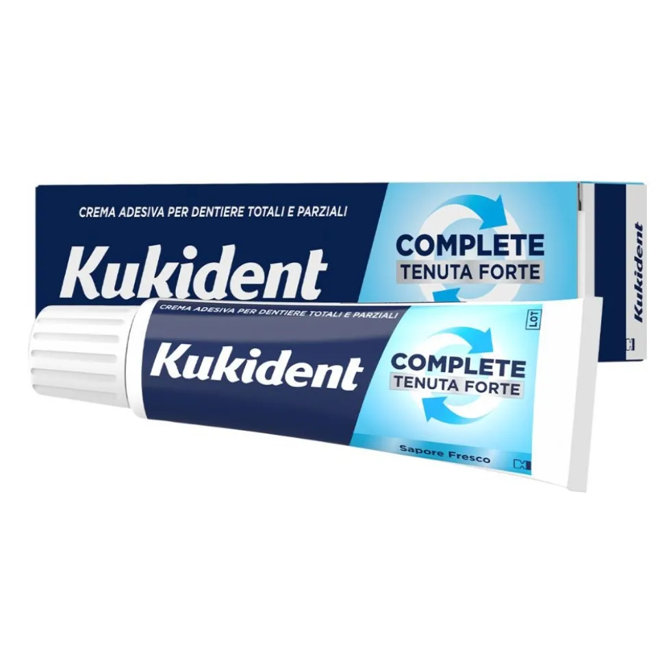Kukident Complete - Tenuta Forte Crema Adesiva per Dentiere Totali e Parziali sapore Fresco, 70g
