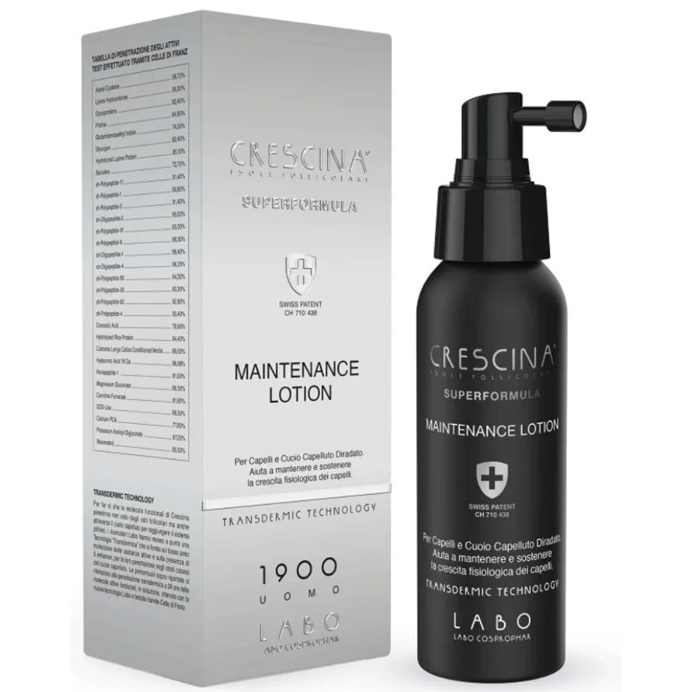 Labo Suisse Crescina - Isole Follicolari Superformula Maintenance Lotion Lozione Diradamento Capelli 1900 Uomo, 100ml
