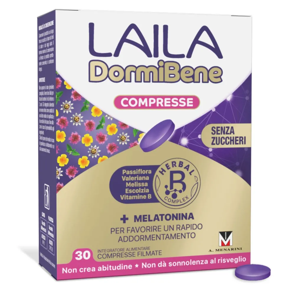 Laila Dormibene - Integratore alimentare per favorire il sonno e il rilassamento, 30 compresse