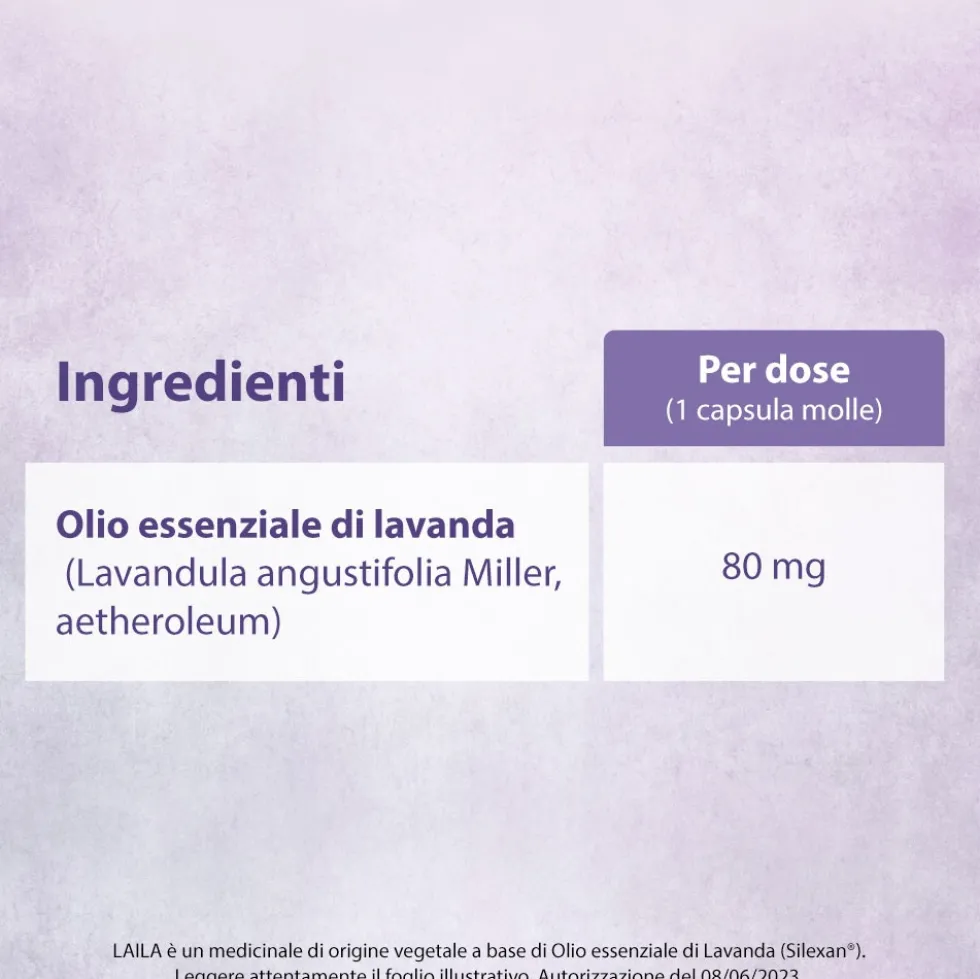 Laila per Ansia Lieve a base di Olio Essenziale di Lavanda, 14 Capsule Molli