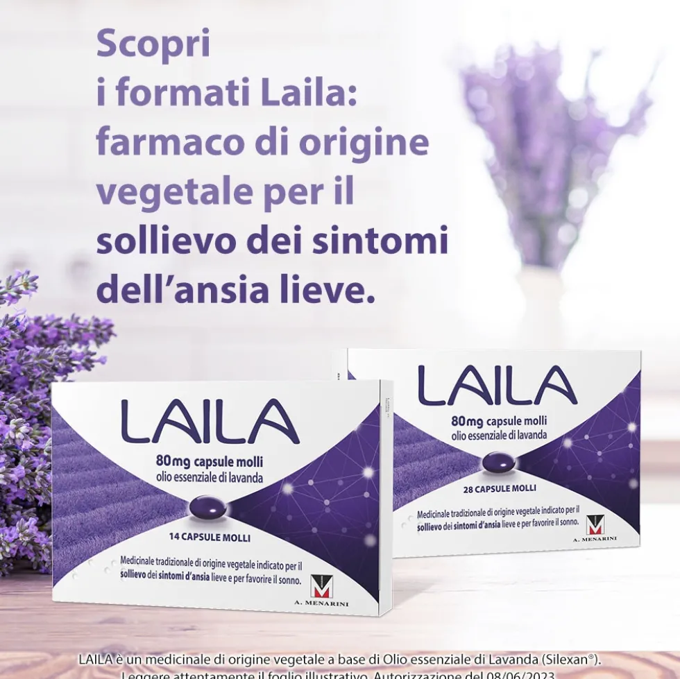 Laila per Ansia Lieve a base di Olio Essenziale di Lavanda, 14 Capsule Molli