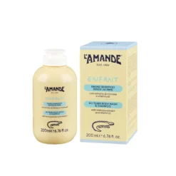 L'Amande Bagno Shampoo Senza Lacrime Detergente delicato per corpo e capelli dei bambini, 200 ml