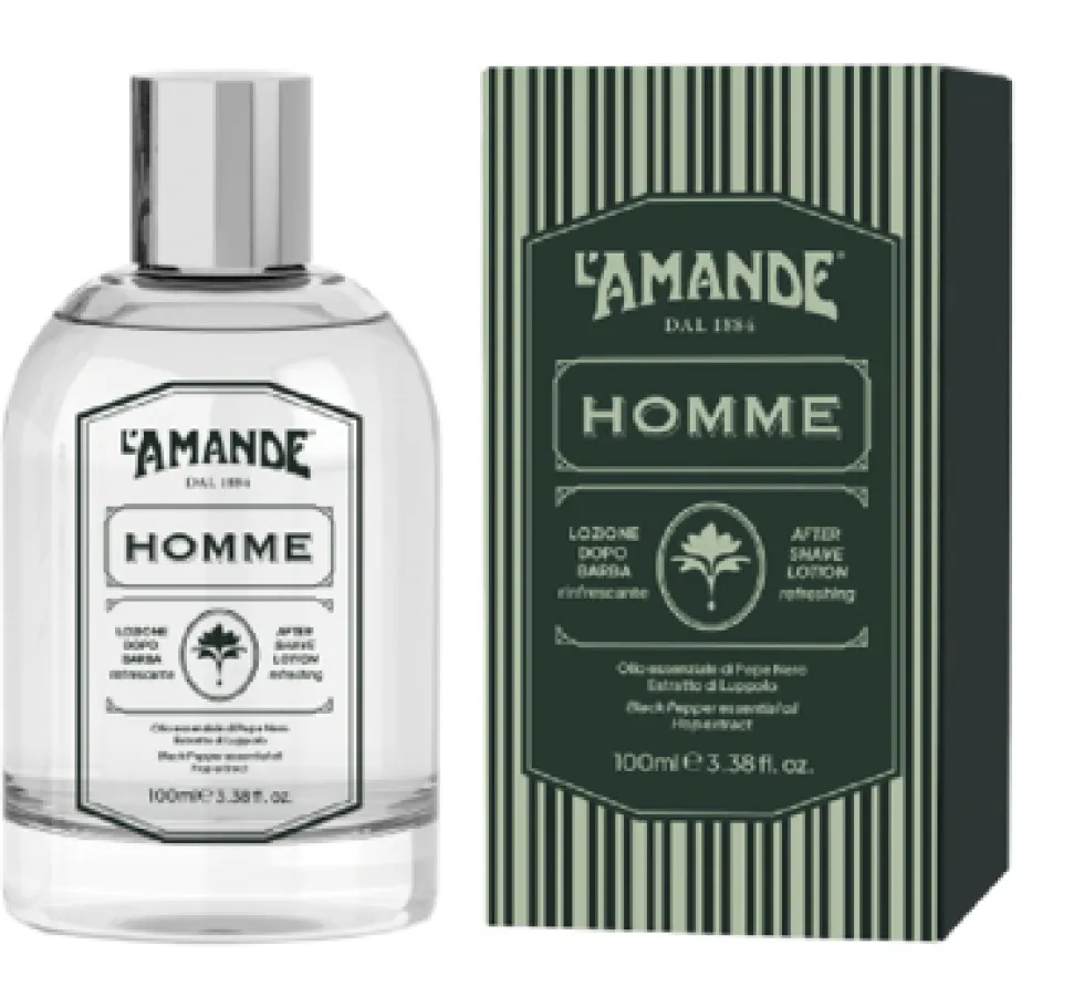 L'Amande Homme - Lozione dopobarba rinfrescante e tonificante per il viso, 100 ml