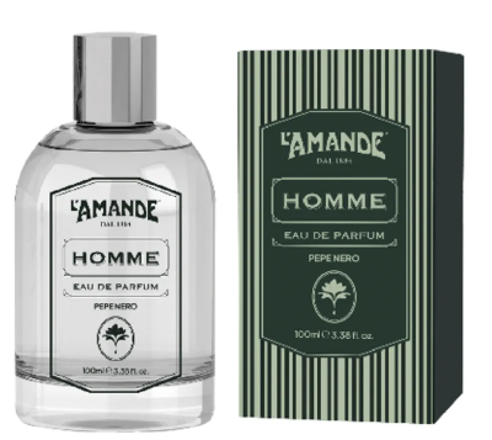L'Amande Homme Pepe Nero - Profumo spray da uomo per il corpo, 100 ml