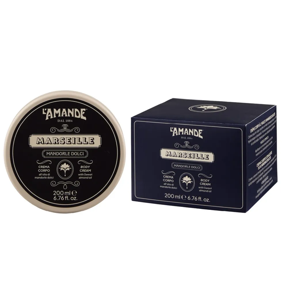 L'Amande Marseille Crema Corpo all'Olio di Mandorle Dolci emolliente per pelle secca, 200 ml