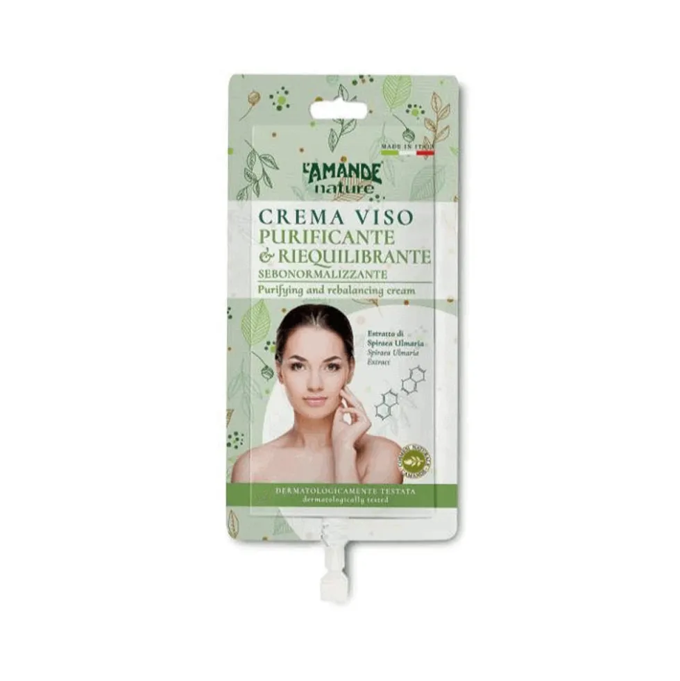 L'Amande Nature - Crema Viso Purificante Riequilibrante Sebonormalizzante, 15ml