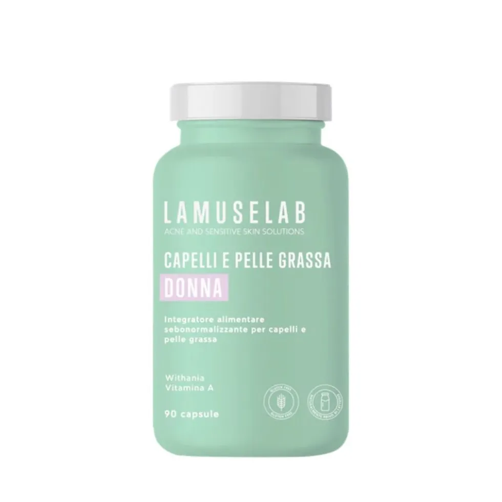 LaMuseLab Hair Sebonorm Women - Integratore per capelli e pelle grassa, 90 capsule