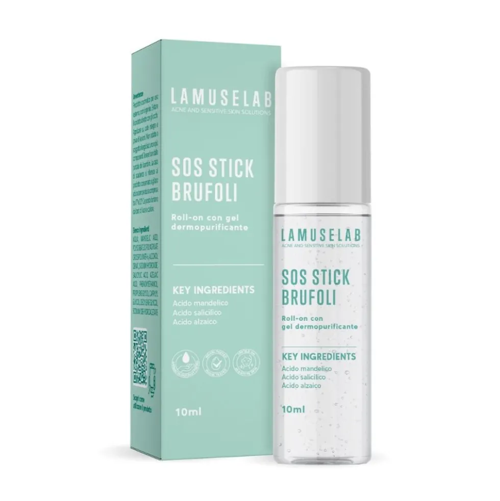 LaMuseLab Sos stick brufoli - Trattamento roll-on per asciugare e lenire le imperfezioni, 10 ml