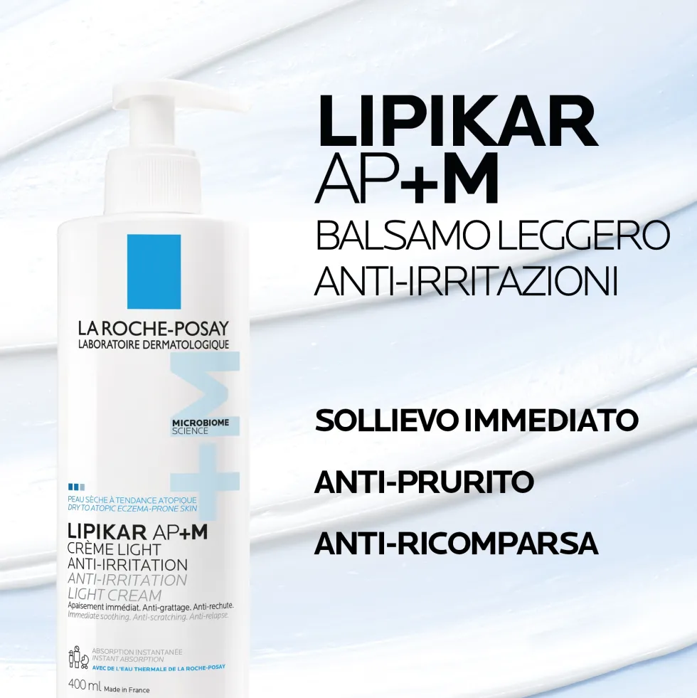 La Roche-Posay Lipikar AP+M - Balsamo leggero anti-irritazioni per la pelle secca e atopica, 200 ml
